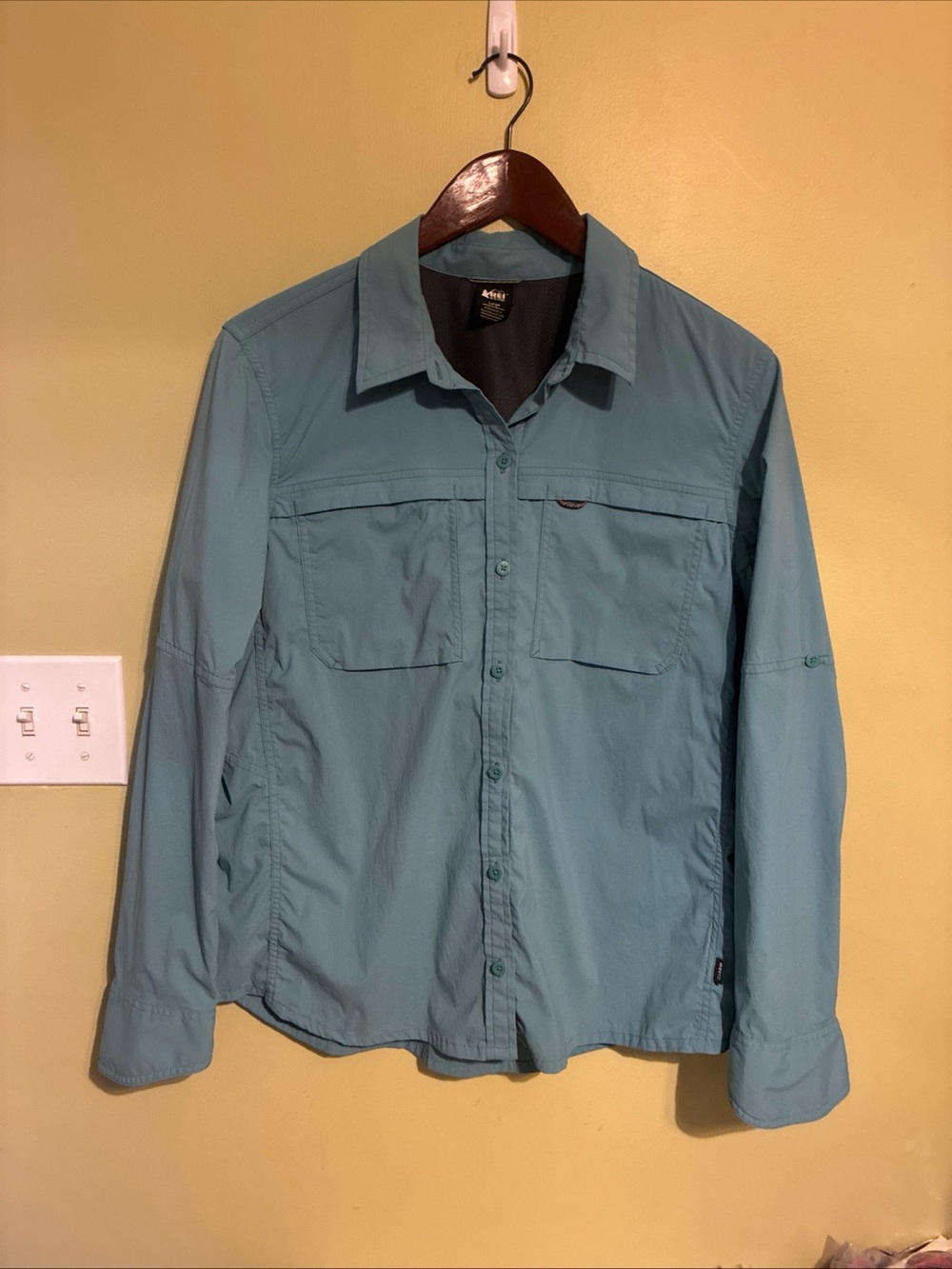 REI Light Teal Button-Front Lightweight Shirt Jacket